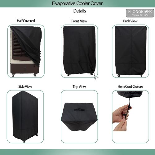  ELONGRIVER Cooler Cover, Waterproof&Dustproof Protection Cover for Evaporative Cooler M37M/MC18M/MC61M,Portable Air Cooler Cover Made of Heavy Duty Polyester