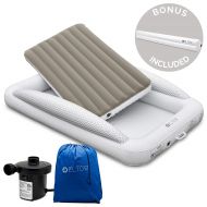 ELTOW Inflatable Toddler Air Mattress Bed W/ Safety Bumpers| Portable, Modern Travel Bed/ Nap Cot for Toddlers| Perfect For Travel, Camping, School| Removable Mattress, High Speed Pump &