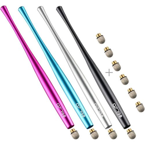  [아마존베스트]ELZO Capacitive Stylus Pens Premium Metal Slim Combo 4 Pcs with 6 Replacement Nanofiber Tips for Touch Screen Tablets Asus/Surface/Samsung/iPhone/iPad/LG and More (Black, Silver, L