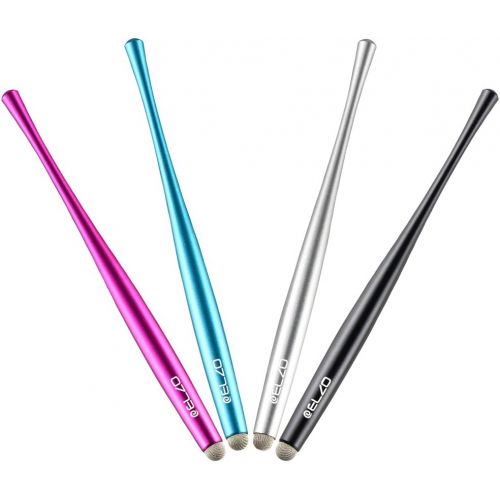  [아마존베스트]ELZO Capacitive Stylus Pens Premium Metal Slim Combo 4 Pcs with 6 Replacement Nanofiber Tips for Touch Screen Tablets Asus/Surface/Samsung/iPhone/iPad/LG and More (Black, Silver, L