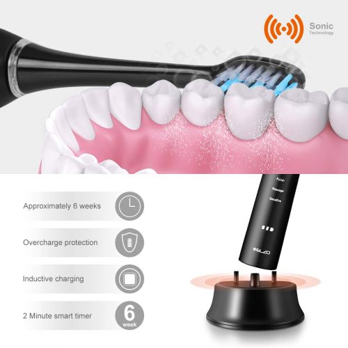 ELZO Electric Toothbrush Rechargeable for Adults, 5 Modes with 2 Min Build in Timer, IPX7 Waterproof with...