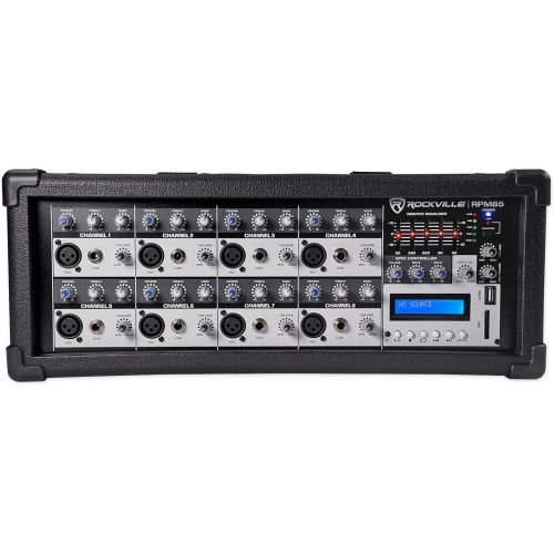  ELZU.US Rockville RPM85 2400w Powered 8 Channel Mixer,USB, 5 Band EQ, Effects/Bluetooth