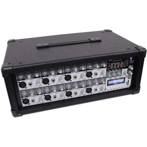  ELZU.US Rockville RPM85 2400w Powered 8 Channel Mixer,USB, 5 Band EQ, Effects/Bluetooth