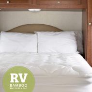 ELuxurySupply eLuxurySupply RV Mattress Pad - Extra Plush Bamboo Topper with Fitted Skirt - Made in The USA - Hypoallergenic - Mattress Cover for RV, Camper - Short Queen