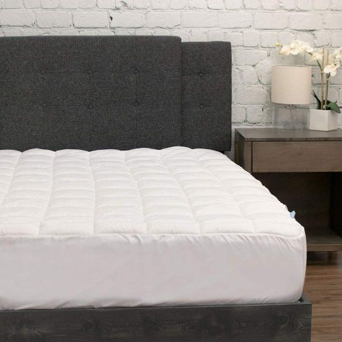  ELuxurySupply eLuxurySupply Pillowtop Mattress Pad w/Deep Pocket Fitted Skirt - Premium Microfiber Mattress Cover - Down Alternative Topper with Anti Allergen Bed Protection (Full)