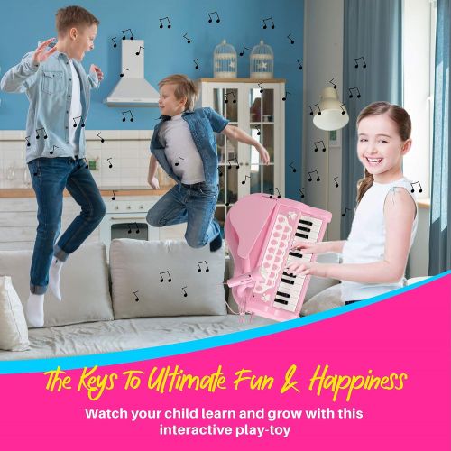  [아마존베스트]EMAAS Piano Keyboard Toy for Kids, 1 2 3 4 Year Old Girls Gift | USA Brand | Toddler Multifunctional Toy Piano Keyboard, 24 Keys Musical Toy for Toddlers | Above-Safe & Fun Musical in