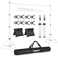 EMART Backdrop Stand 10x7ft(WxH) Photo Studio Adjustable Background Stand Support Kit with 2 Crossbars, 8 Backdrop Clamps,2 Sandbags and Carrying Bag for Parties Events Decoration -White