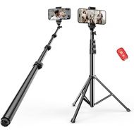 EMART Tripod for iPhone with Remote, Cell Phone Tripod Stand Vertical Selfie Stick, Adjustable 52’’ Tall Portable Travel tri pod for Smartphone Camera gopro