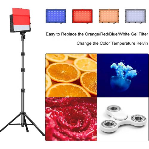  [아마존베스트]Emart LED Video Light 11 Brightness/4 Color Filters Dimmable Photography Continuous Table Top Lighting, Adjustable Tripod Stand, USB Portable Fill Light for Photo Studio Shooting
