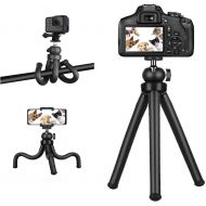 [아마존베스트]Emart Handheld Phone Tripod, Portable and Flexible Camera Stand Holder with Wireless Remote and Universal Clip, Compatible with iphone/Android Phone, Bendable Tripod Stand for Came