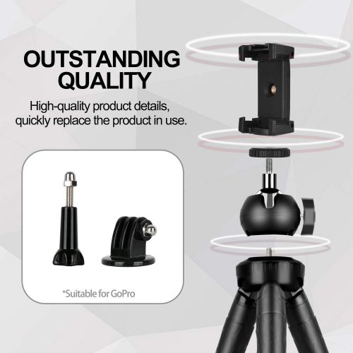  [아마존베스트]Emart Handheld Phone Tripod, Portable and Flexible Camera Stand Holder with Wireless Remote and Universal Clip, Compatible with iphone/Android Phone, Bendable Tripod Stand for Came