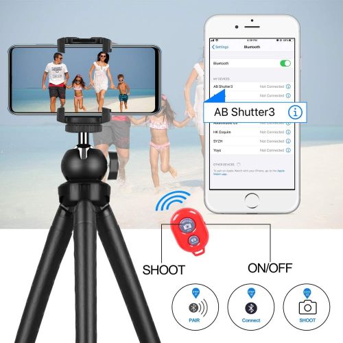  [아마존베스트]Emart Handheld Phone Tripod, Portable and Flexible Camera Stand Holder with Wireless Remote and Universal Clip, Compatible with iphone/Android Phone, Bendable Tripod Stand for Came