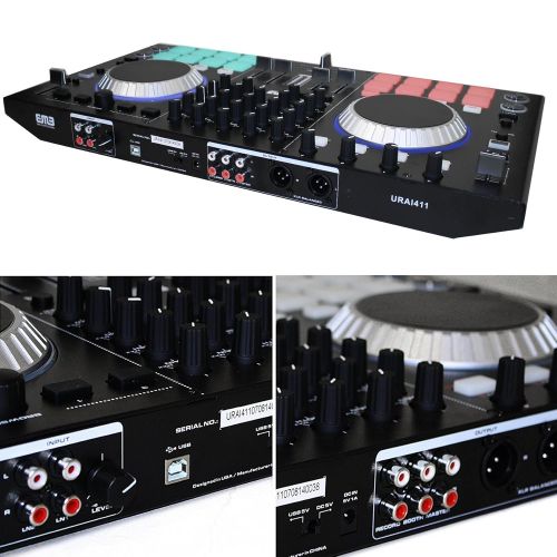  EMB URAI411 Professional Controller 4 Channels Ready DJ MIXER With Effects - 2 Jog Wheels Scratching + Controlling - Virtual DJ Compatible - Disk included