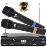 EMB Pro Professional Dual Wireless EMB VHF Handheld Microphone with long distance range - Perfect for Home/Church/Outdoor/Karaoke/Meeting  53APK3