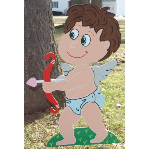  EMCYardArt Valentines Day Cupid Heart Painted Yard Art, Valentines Day Yard Art Decoration, Holiday Lawn Yard Stakes