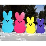 EMCYardArt Giant Easter Peeps, Yard Art, Outdoor Easter Decoration, Painted Wood Yard Art, Easter Bunny Rabbit Peeps, Garden Stake Lawn Yard Stakes