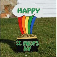 /EMCYardArt St. Patricks Day Yard Art Decoration, Pot of Gold Rainbow Yard Art, Garden Stake, Lawn Stake, Yard Stake, St Paddys Day, Pot O Gold