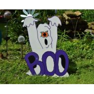 EMCYardArt Halloween Boo Ghost, Ghost Lawn Stake, Halloween Yard Art, Halloween Outdoor Decor, Ghost Lawn Sign, Wood Painted Halloween Decoration