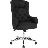 EMMA + OLIVER Emma + Oliver Diamond Patterned Button Tufted High Back Office Chair in Black Fabric