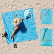 EMMARY Beach Blanket and Free Microfiber Towel: Large Waterproof,Sand proof Folding Blankets and Accessories.Gear for park,lawn and camping.Oversized Outside rug for Adults and Baby.Compa