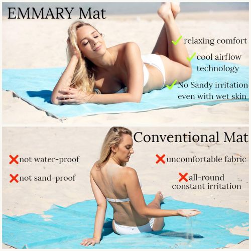  EMMARY Beach Blanket and Free Microfiber Towel: Large Waterproof,Sand proof Folding Blankets and Accessories.Gear for park,lawn and camping.Oversized Outside rug for Adults and Baby.Compa