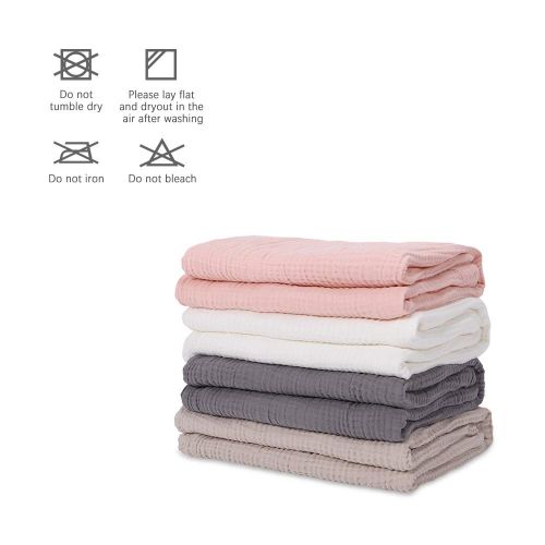  EMME 100% Cotton Muslin Blankets for Adults 4-Layer Breathable Muslin Throw Blanket Pre-Washed Lightweight Bed Blankets Soft Cotton Blanket All Season (Pink, 55x75)