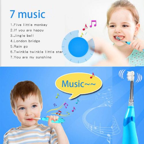  EMO Sonic Electric Toothbrush Lovely Dolphin Design Kids with Musical 7 Color LED Light, 2min Timer and 30s...