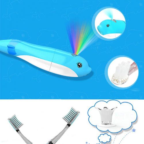  EMO Sonic Electric Toothbrush Lovely Dolphin Design Kids with Musical 7 Color LED Light, 2min Timer and 30s...