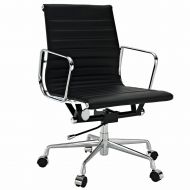 EMODERN FURNITURE eMod - Eames Ribbed Mid Back Office Chair Leather Black