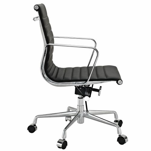  EMODERN FURNITURE eMod - Eames Ribbed Mid Back Office Chair Leather Black