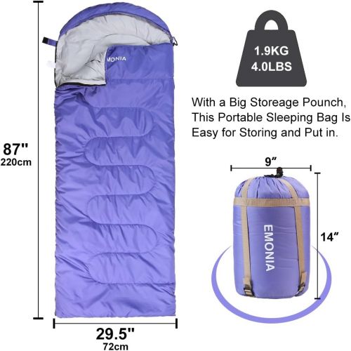  [아마존 핫딜]  [아마존핫딜]EMONIA Emonia Camping Sleeping Bag, 3 Season Waterproof Outdoor Hiking Backpacking Sleeping Bag Perfect for Traveling,Lightweight Portable Envelope Sleeping Bags for Adults,Kids,Girls and