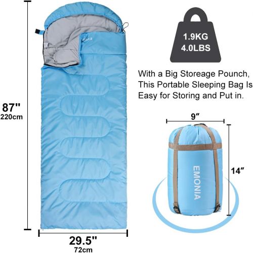  [아마존 핫딜]  [아마존핫딜]EMONIA Emonia Camping Sleeping Bag, 3 Season Waterproof Outdoor Hiking Backpacking Sleeping Bag Perfect for Traveling,Lightweight Portable Envelope Sleeping Bags for Adults,Kids,Girls and