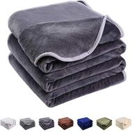 [아마존 핫딜] [아마존핫딜]EMONIA Luxury Fleece Blanket,330GSM - King Size Blankets Super Soft Warm Fuzzy Lightweight Bed & Couch Blanket(Dark Grey,90 x 108 inch)