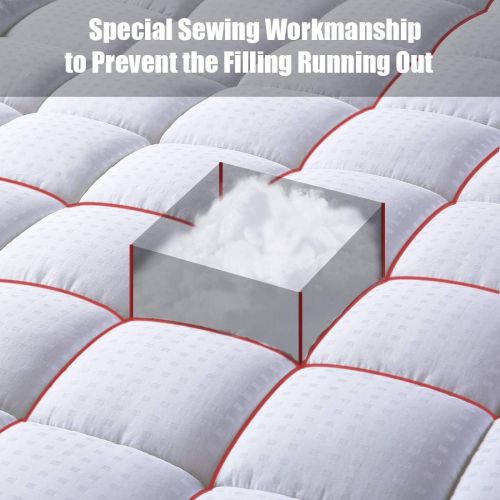  [아마존 핫딜] [아마존핫딜]EMONIA Cal King Mattress Pad - Pillow Top Fitted Mattress Pad Cover (Deep Pocket 8-21), 300TC Down Alternative Quilted Mattress Topper