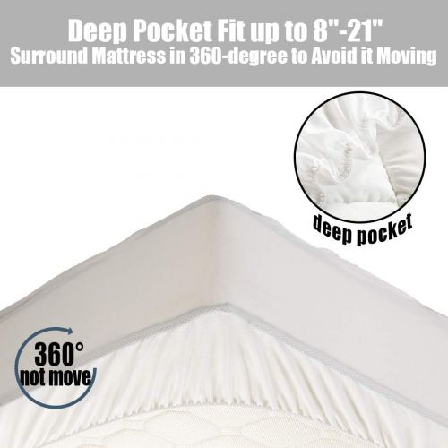  [아마존 핫딜] [아마존핫딜]EMONIA Cal King Mattress Pad - Pillow Top Fitted Mattress Pad Cover (Deep Pocket 8-21), 300TC Down Alternative Quilted Mattress Topper