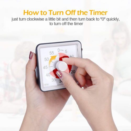  [아마존베스트]E-More Kitchen Timer, 60-Minute Visual Analogue Timer, Countdown Timer for Kids and Adults, Silent/Loud Alarm, No Ticking, 8cm.