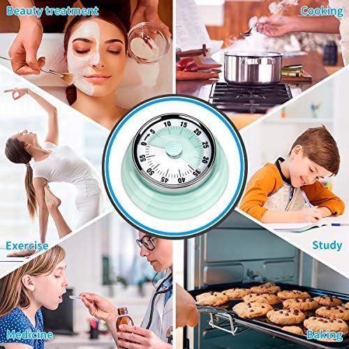  [아마존베스트]E-More Kitchen Timer, 60 Minutes Mechanical Magnetic No Battery Required Countdown Timer Kitchen Clock with 72dB Alarm Sound Green