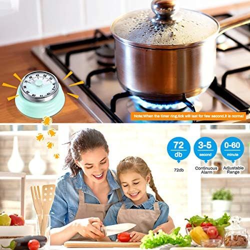  [아마존베스트]E-More Kitchen Timer, 60 Minutes Mechanical Magnetic No Battery Required Countdown Timer Kitchen Clock with 72dB Alarm Sound Green