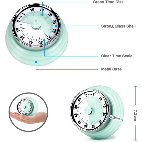  [아마존베스트]E-More Kitchen Timer, 60 Minutes Mechanical Magnetic No Battery Required Countdown Timer Kitchen Clock with 72dB Alarm Sound Green
