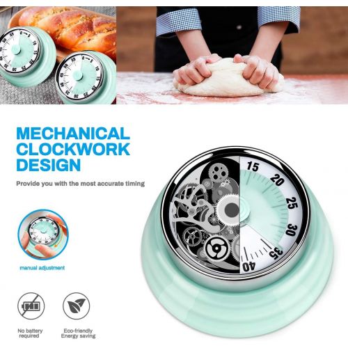  [아마존베스트]E-More Kitchen Timer, 60 Minutes Mechanical Magnetic No Battery Required Countdown Timer Kitchen Clock with 72dB Alarm Sound Green