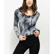 EMPYRE Empyre Lola Lace Up Black Tie Dye Long Sleeve T-Shirt