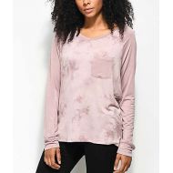 EMPYRE Empyre Topanga Mauve Tie Dye Long Sleeve V-Neck T-Shirt