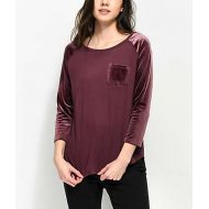 EMPYRE Empyre Hayden Berry Velvet Sleeve Baseball Shirt