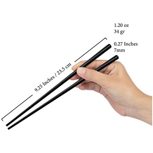  [아마존베스트]EMRSTORES Stainless Steel Chopsticks - Black Reusable Chopsticks - 5 Pairs Dishwasher Safe Metal Chopsticks - Easy to Use - Square Lightweight Chop Sticks - Gift Set