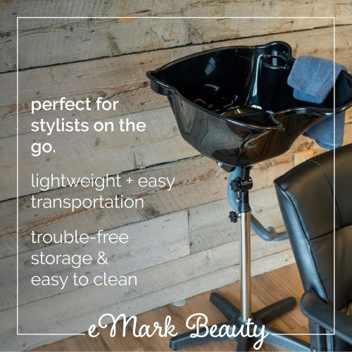  EMark Beauty Portable Shampoo Bowl, Adjustable Salon Basin, Beauty Salon Equipment for Hair Stylists - eMark Beauty