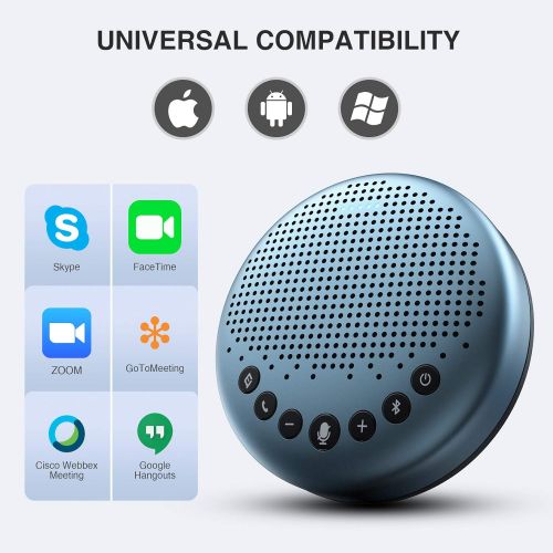  Bluetooth Speakerphone -eMeet Luna Lite Computer Speakers with Microphone, VoiceIA Noise Cancelling USB Speakerphone, Daisy Chain, Conference Microphone 360° Pickup for 8 People Sk