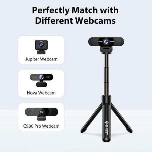  Webcam?Tripod, eMeet Professional Webcam Mini Tripod, Portable & Lightweight, Adjustable Height from 5.7-12.2 in, Stable Use, Universal Compatible for Most Webcams/Phones/GoPros/Mi