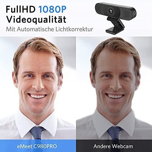 [아마존베스트]eMeet 1080P Webcam - C980PRO Webcam with Microphone and Speaker, Full HD Webcam, 90° Field of View, Automatic Light Correction, Plug & Play for PC, Skype, FaceTime, Conference, Onl