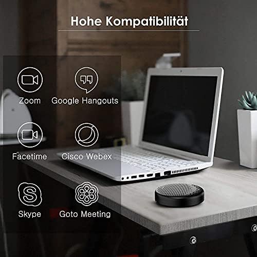  [아마존베스트]eMeet Bluetooth conference speaker - USB hands-free kit for 5-10 people, speakerphone 360° voice recognition, with dongle, for zoom, Skype, VoIP communication PC, Skype for busines