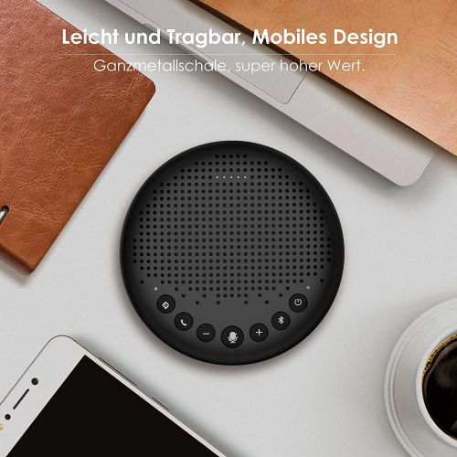  [아마존베스트]eMeet Bluetooth conference speaker - USB hands-free kit for 5-10 people, speakerphone 360° voice recognition, with dongle, for zoom, Skype, VoIP communication PC, Skype for busines